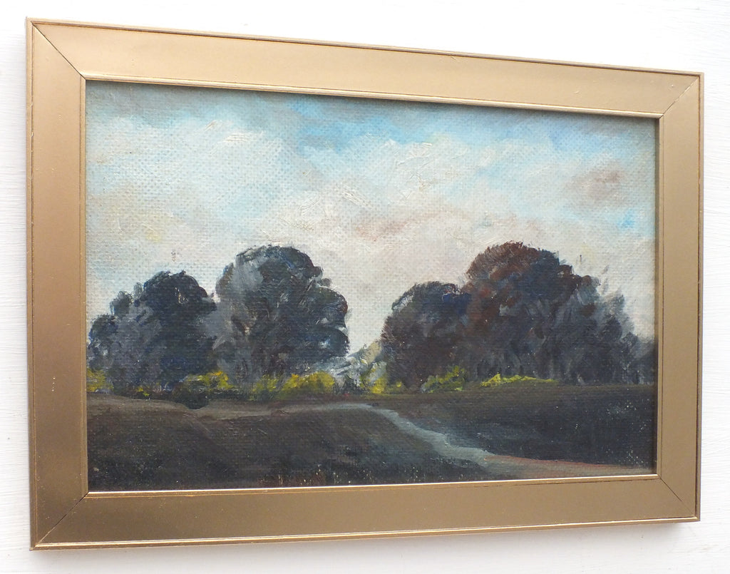 English Landscape Oil Painting Dusk Forest Scene Framed