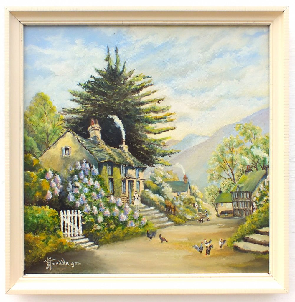 Welsh Landscape Impressionist Oil Painting Mountain Village Framed