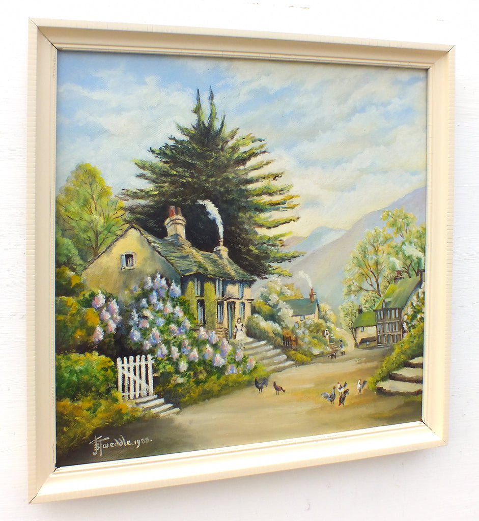 Welsh Landscape Impressionist Oil Painting Mountain Village Framed