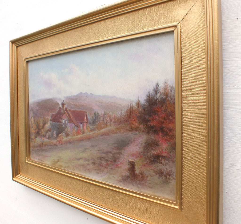 English Landscape Oil Painting Devon Landscape Signed Framed Victorian Original Vintage Country Art 19th century  