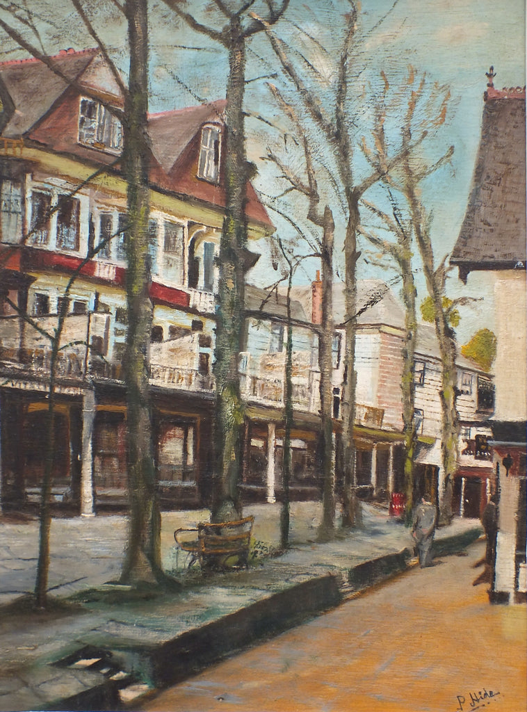 Impressionist Street Scene painting Vintage Architecture Oil Painting Signed Framed