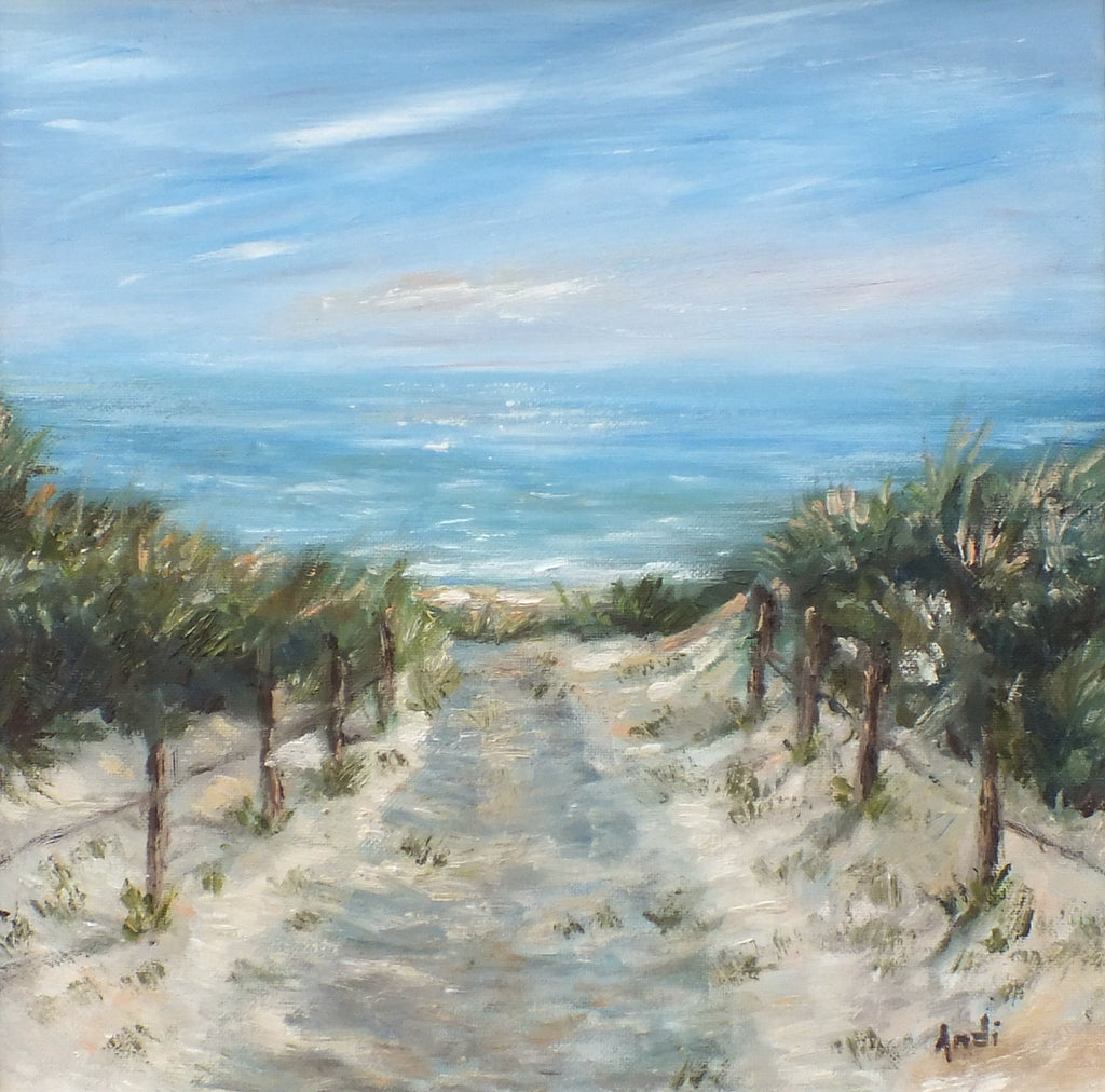 Path to the Sea Painting Beach painting Normandy France Coastal Art