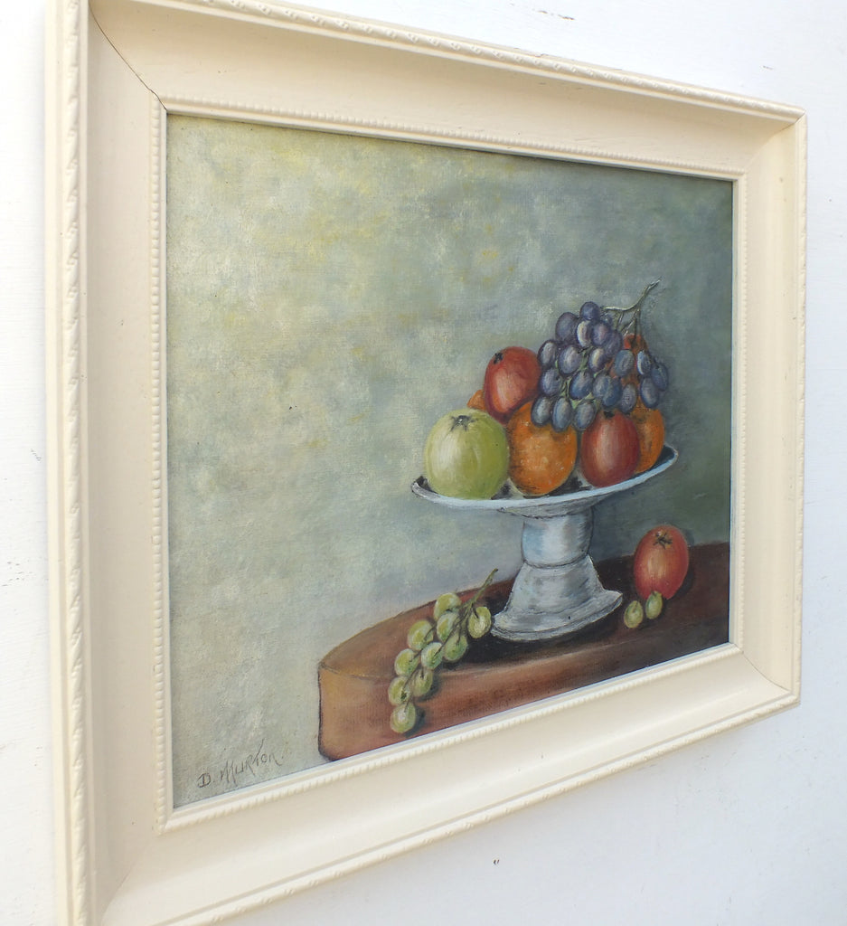 Still Life Oil Painting Signed Framed Grapes Oranges