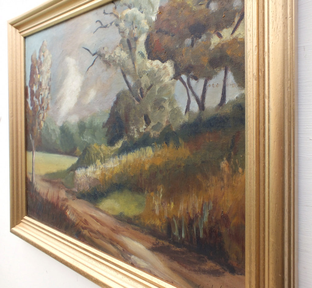 Mid-Century English Forest Landscape Oil Painting Framed