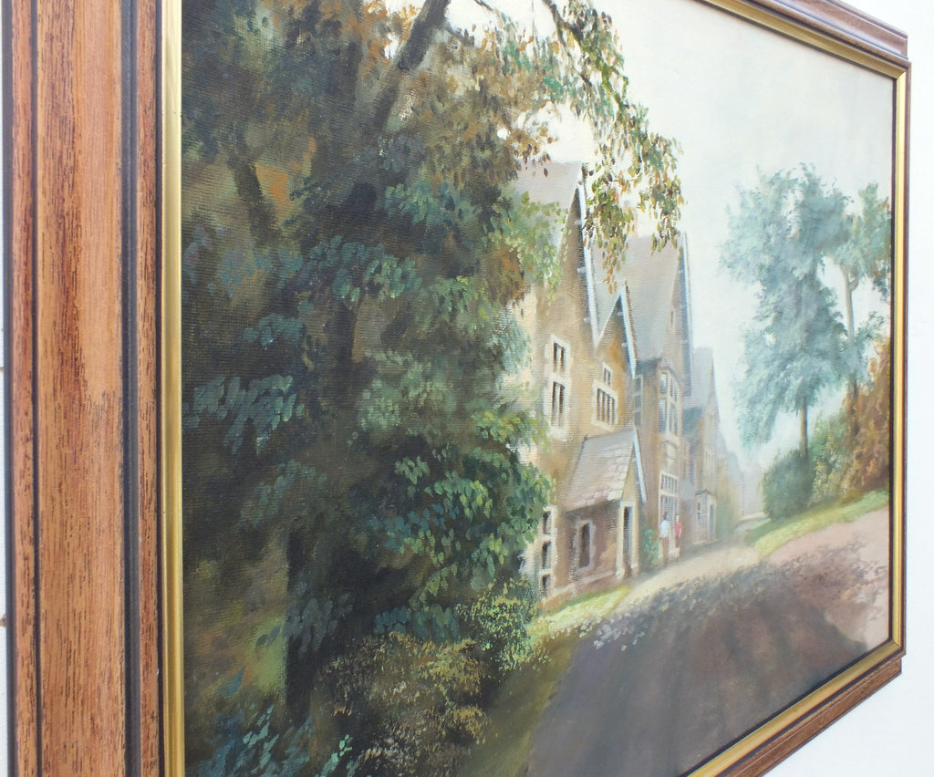 Mid-Century English Landscape Oil Painting Ranksborough Hall Rutland