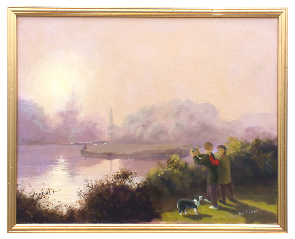 English Landscape Oil Painting River Soar Abbey Park