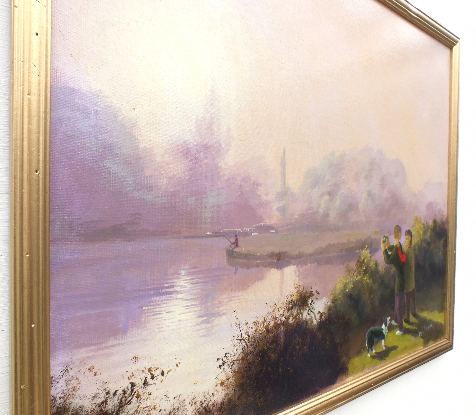English Landscape Oil Painting River Soar Abbey Park