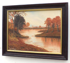 Mid-Century English Landscape Oil Painting River Sunset
