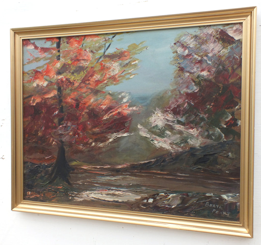 English Landscape Oil Painting Cornwall Autumn Trees - GalleryThane.com