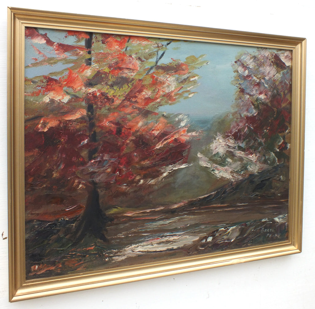 English Landscape Oil Painting Cornwall Autumn Trees - GalleryThane.com