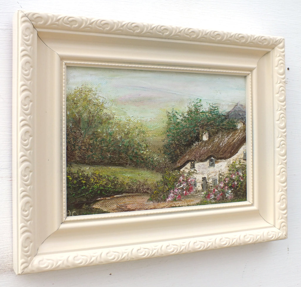 Miniature English Country Landscape Oil Painting Framed - GalleryThane.com