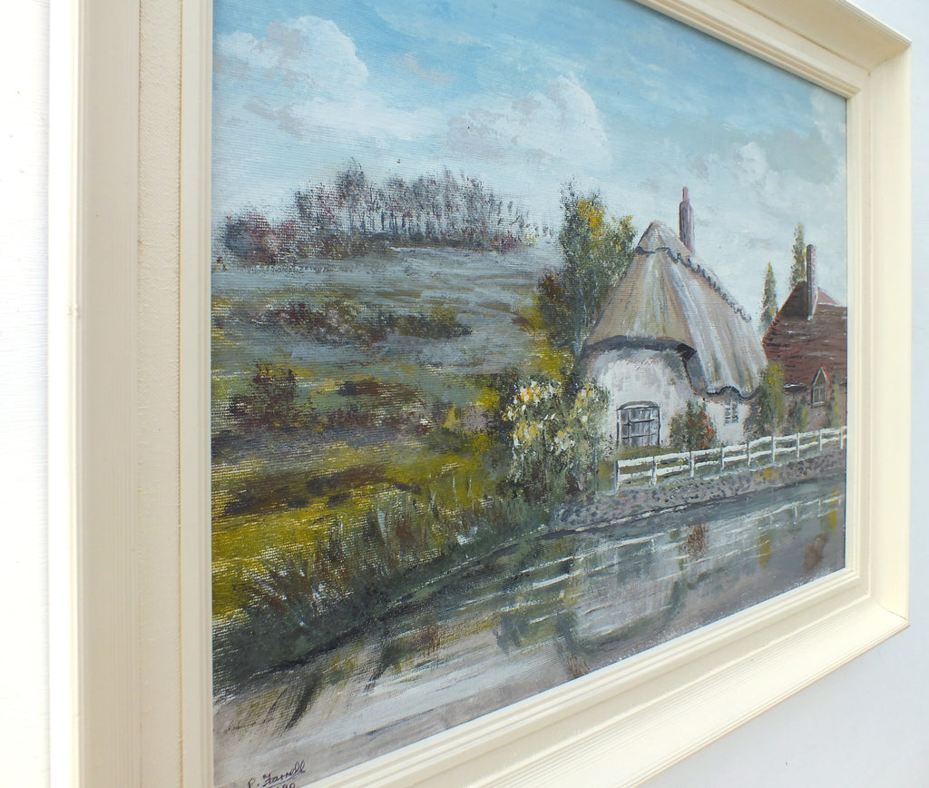 English Country Landscape Thatched Cottage Oil Painting - GalleryThane.com