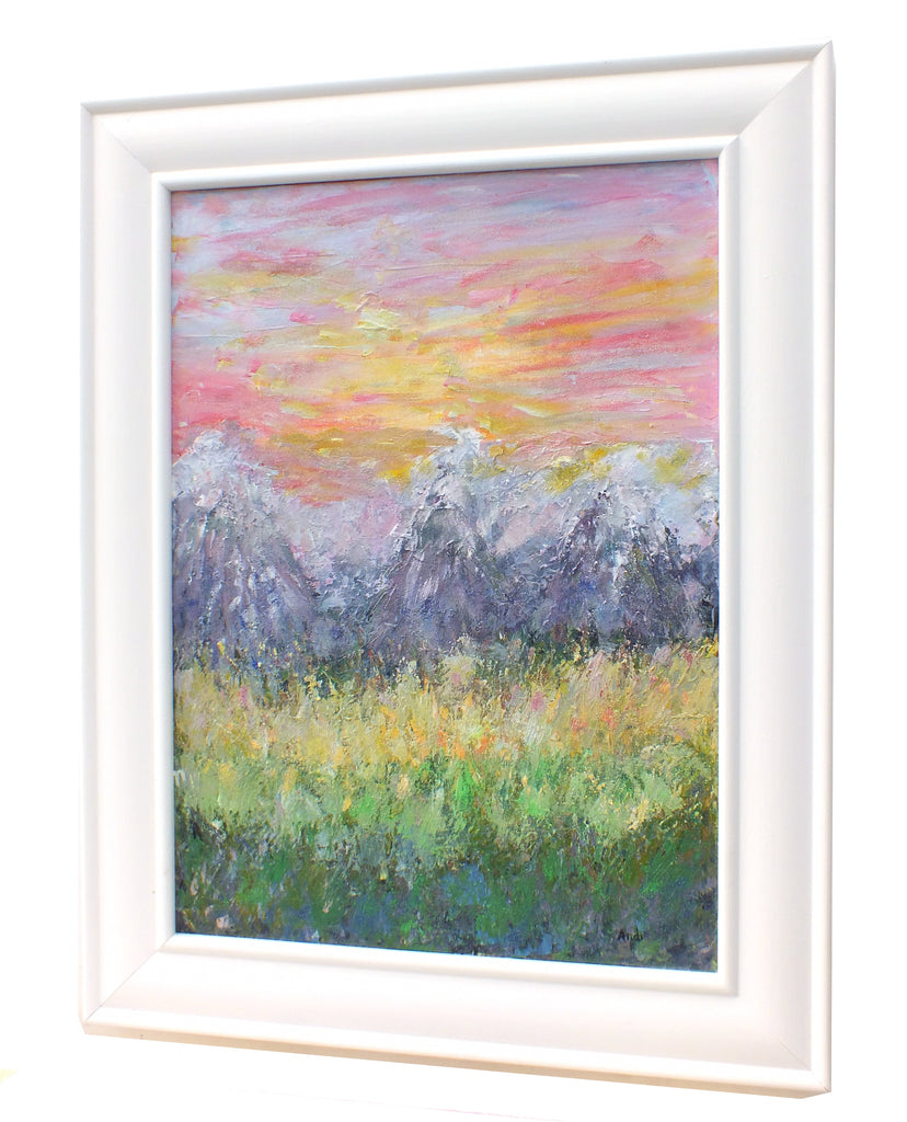 Large Abstract Mountain Landscape Painting Framed Andi Lucas - GalleryThane.com