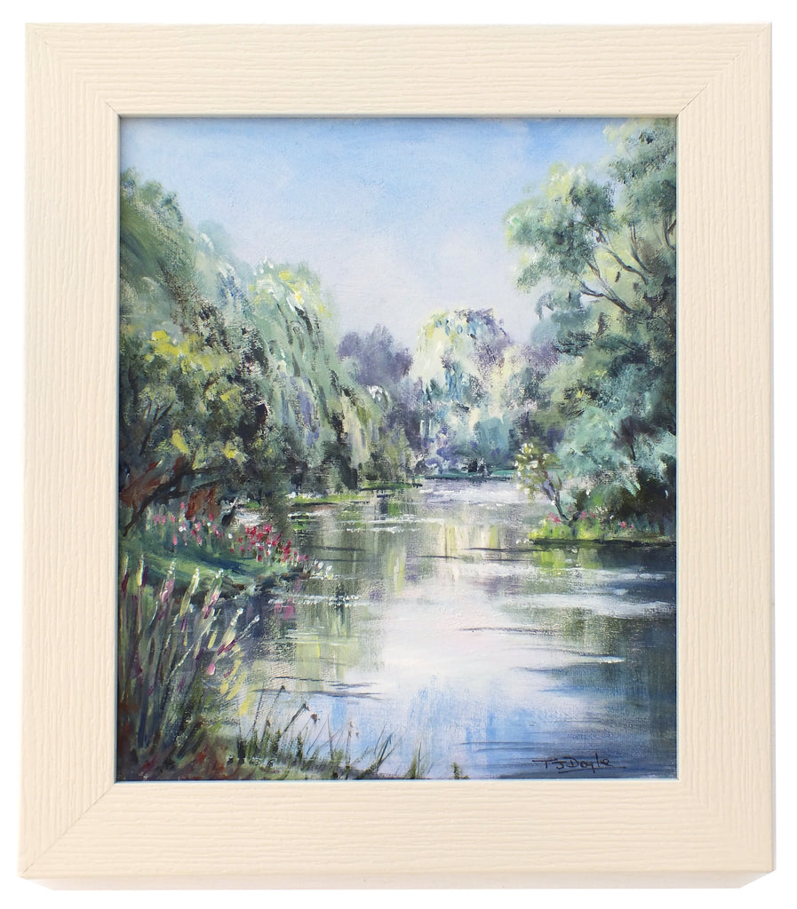 Riverside English Landscape Oil Painting Upminster Essex Framed - GalleryThane.com