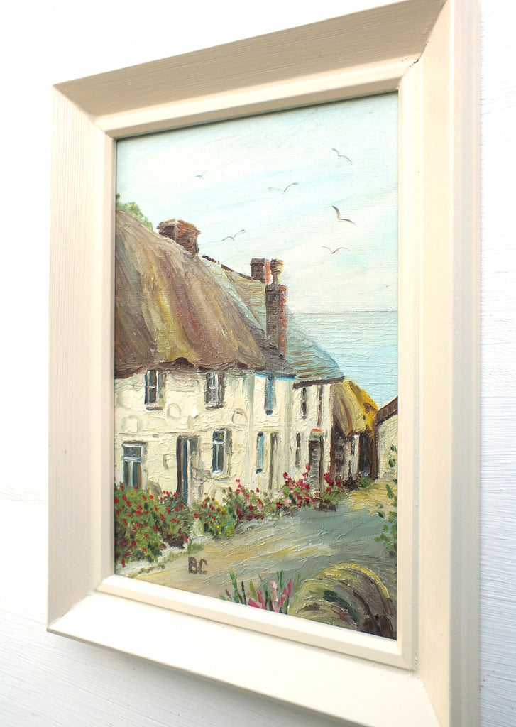 Miniature Cornwall Cottage Landscape Oil Painting Framed - GalleryThane.com