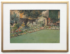 Walled English Garden Watercolor Painting Framed - GalleryThane.com