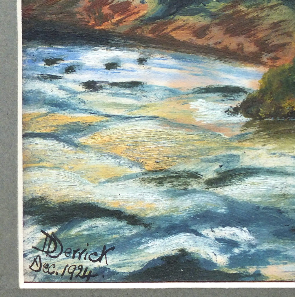 River Painting, English Forest Landscape, Framed Original Gouache - GalleryThane.com