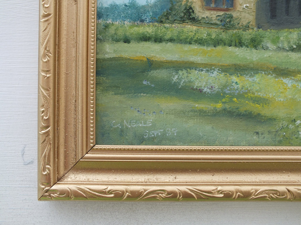 English Landscape, Village Church Framed Oil Painting - GalleryThane.com