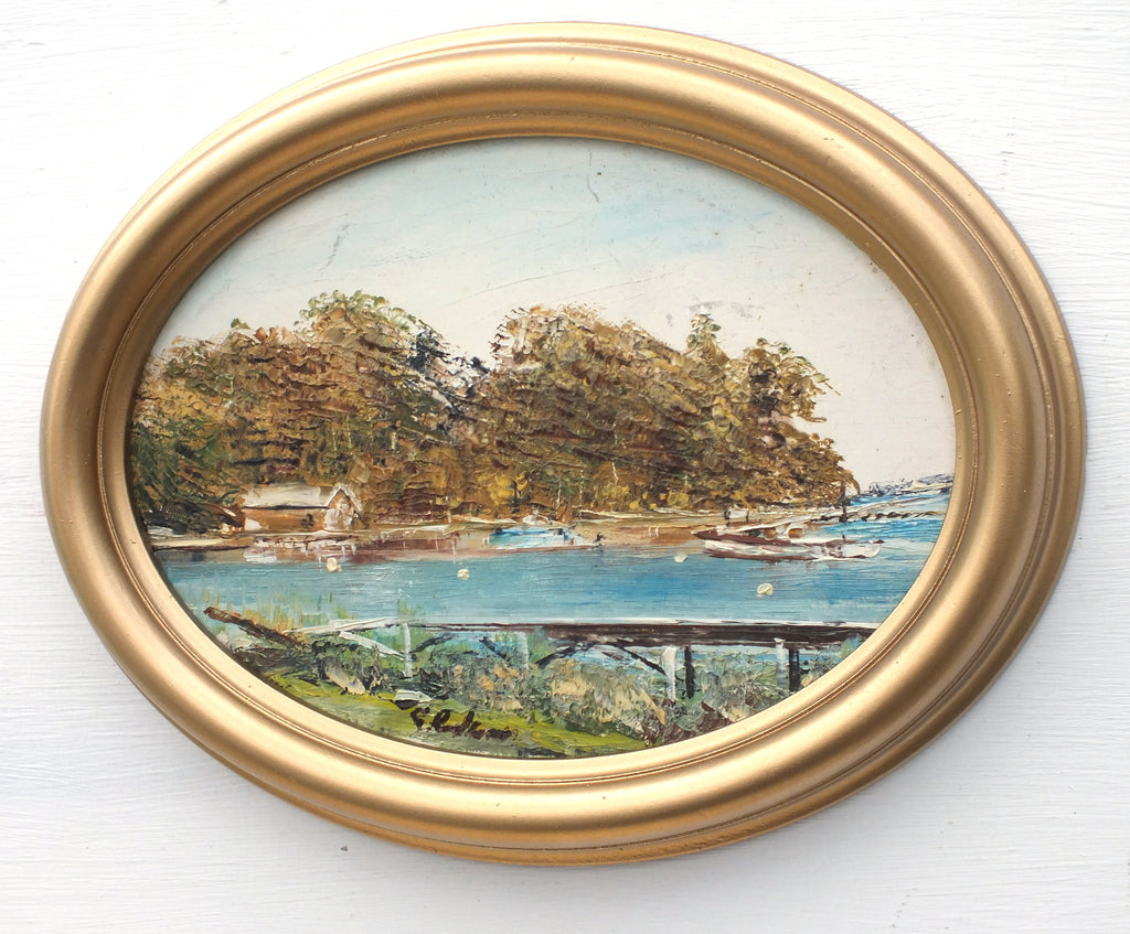 Ullswater Lake District Oil Painting Framed Oval miniature - GalleryThane.com