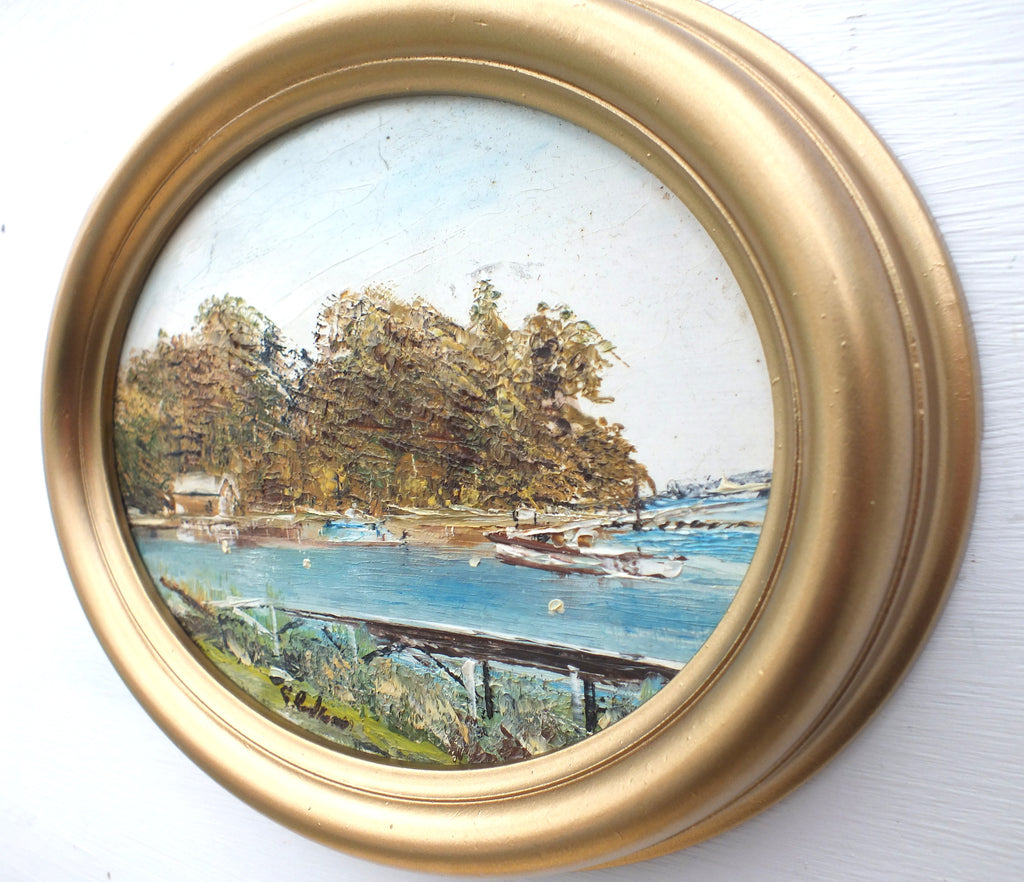 Ullswater Lake District Oil Painting Framed Oval miniature - GalleryThane.com