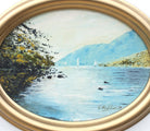 Sailing Boats on Ullswater, Lake District Oil Painting Framed Oval miniature - GalleryThane.com