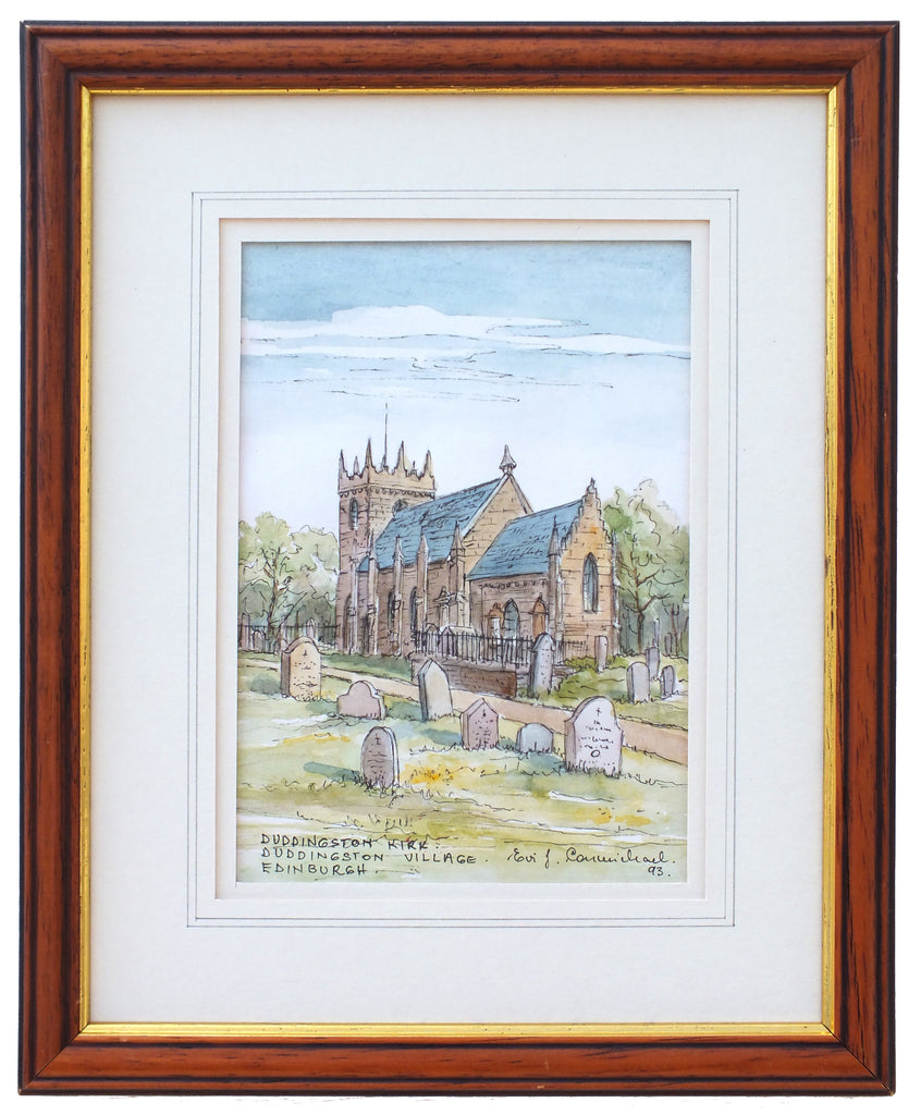 Duddingston Kirk, Edinburgh Church Painting, Architectural Art, Original Framed Watercolour - GalleryThane.com