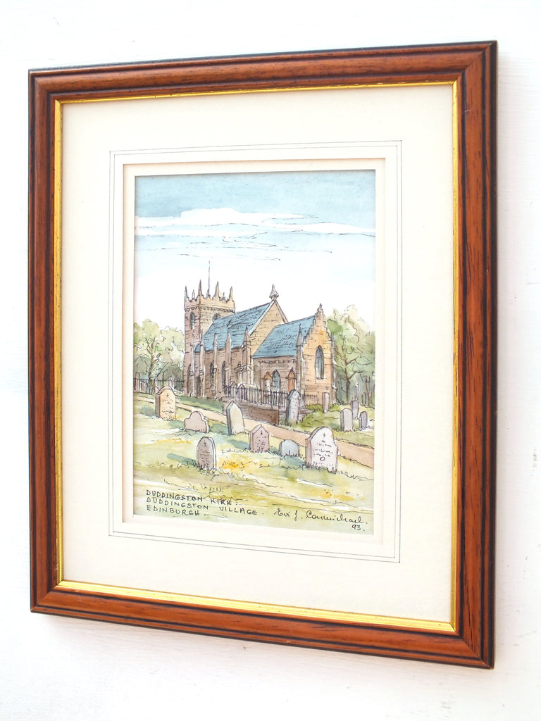 Duddingston Kirk, Edinburgh Church Painting, Architectural Art, Original Framed Watercolour - GalleryThane.com