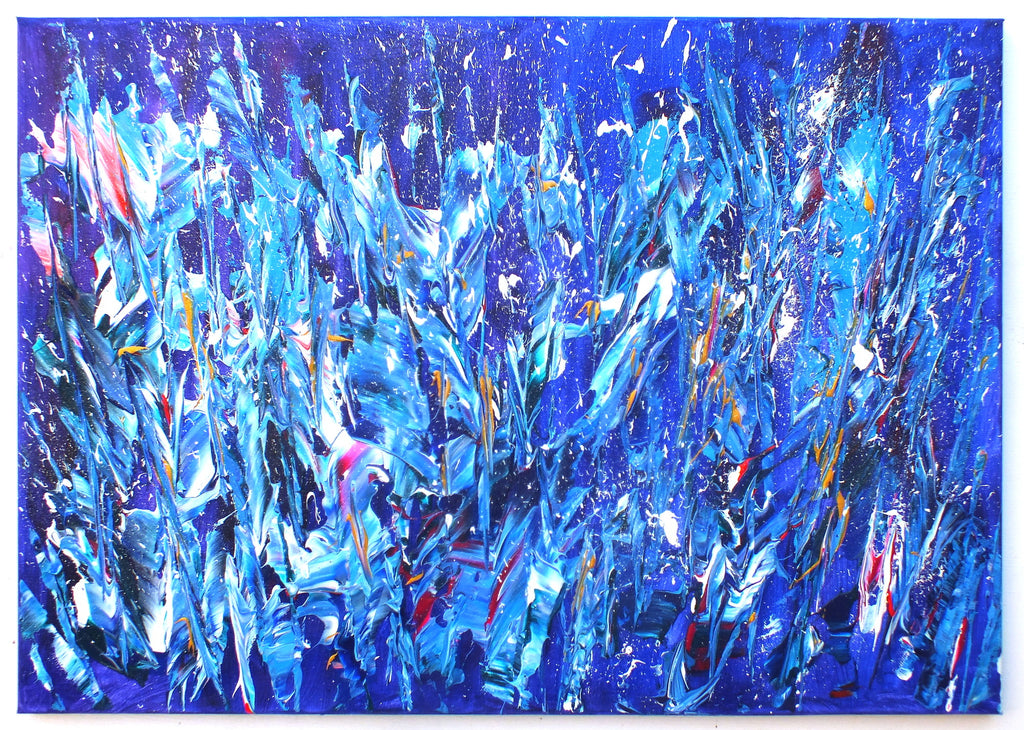 Purple Abstract Painting, Midnight Splash - GalleryThane.com