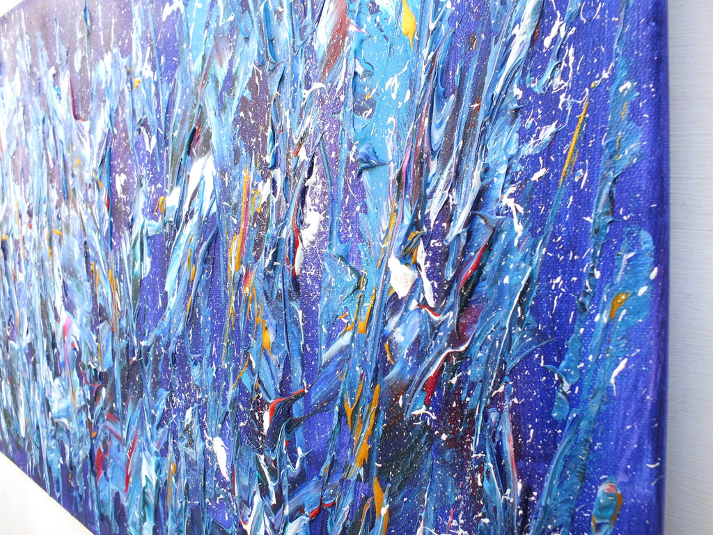 Purple Abstract Painting, Midnight Splash - GalleryThane.com