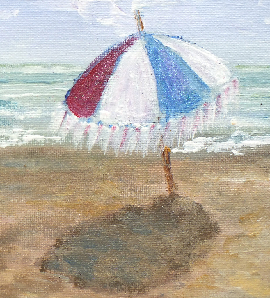Beach Umbrella Seascape Painting by Andi Lucas - GalleryThane.com