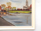 Old Mill Hotel Salisbury River Landscape Oil Painting Framed Signed