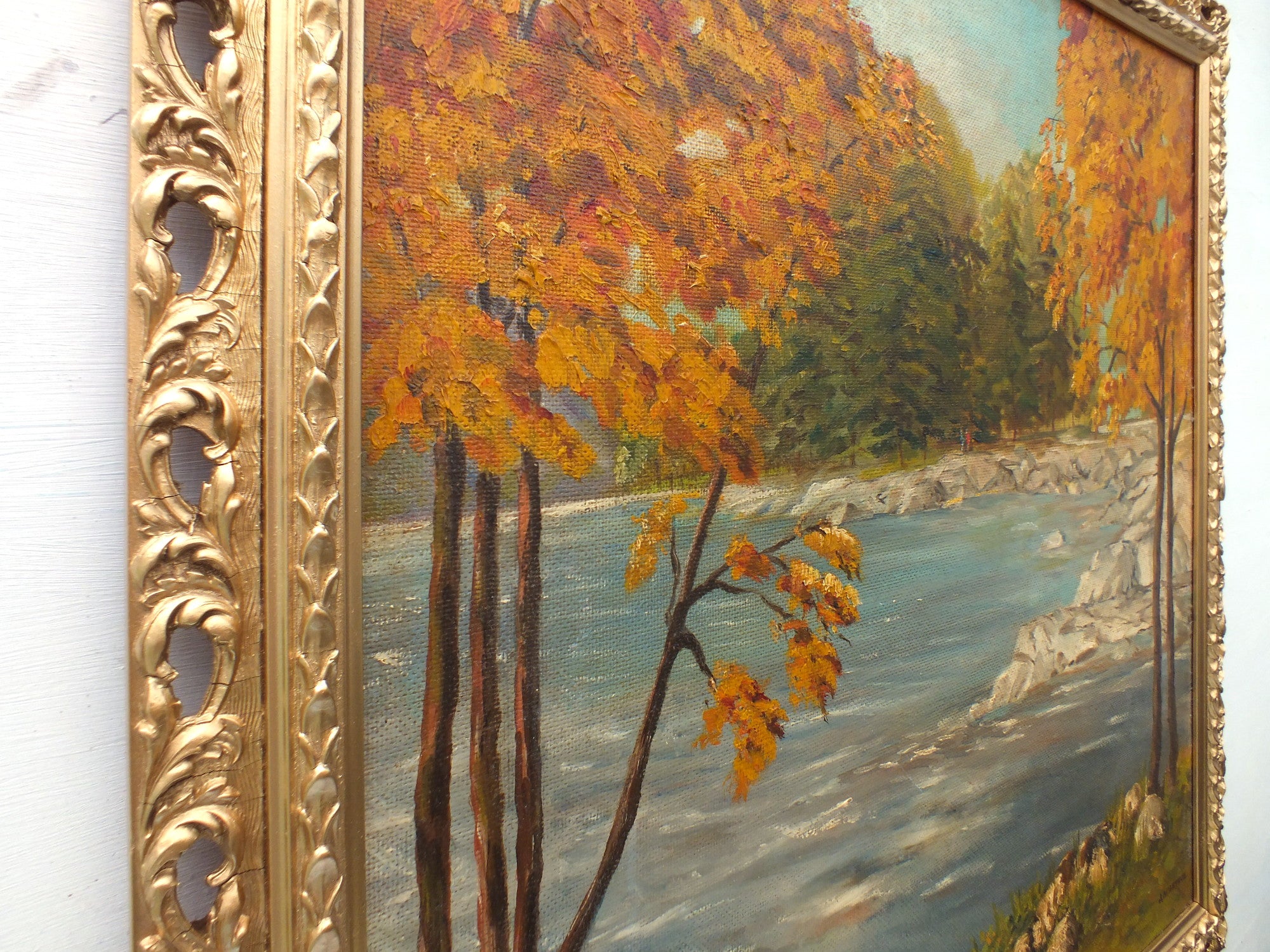 Glen Orchy Autumn River Landscape Oil Painting Framed - GalleryThane.com