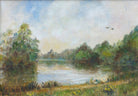 English Lake Landscape Oil Painting, Framed - GalleryThane.com