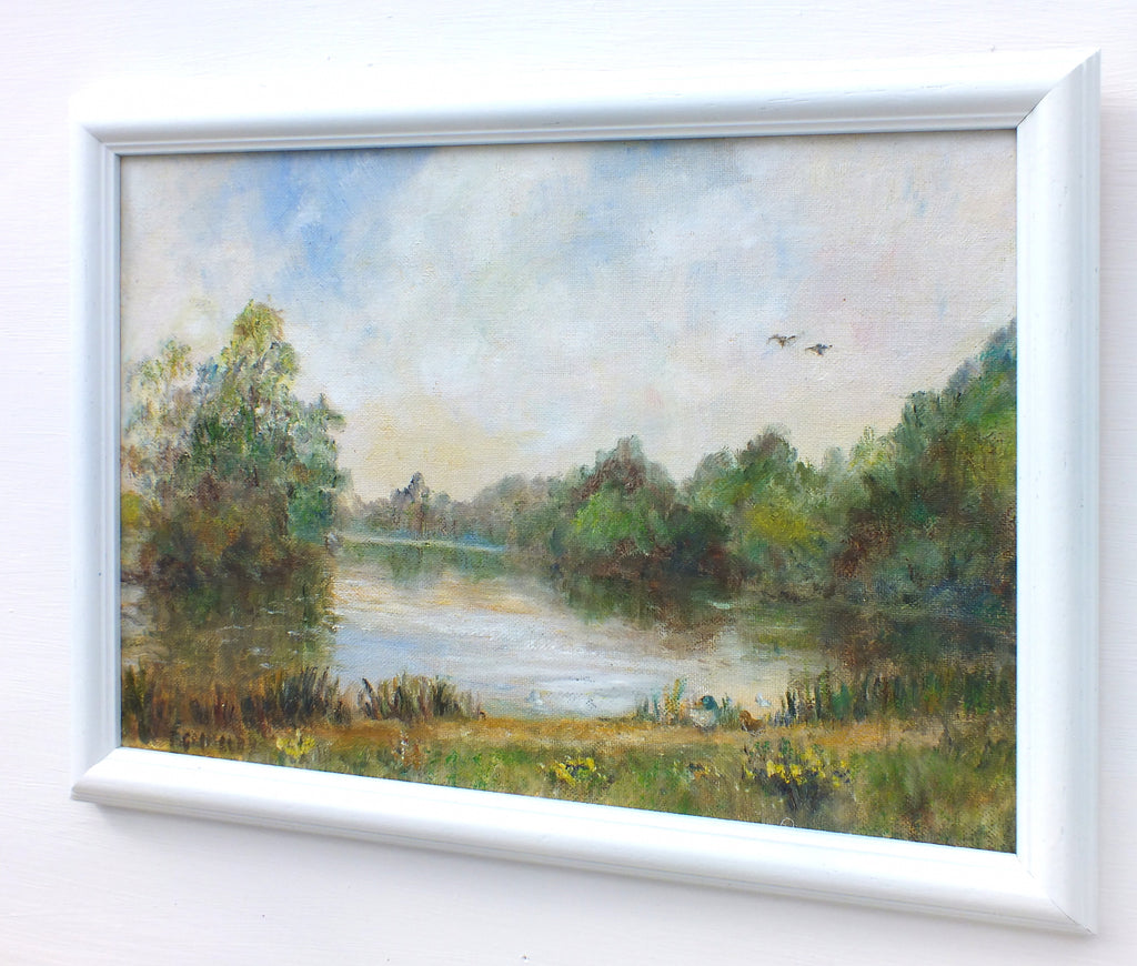English Lake Landscape Oil Painting, Framed - GalleryThane.com