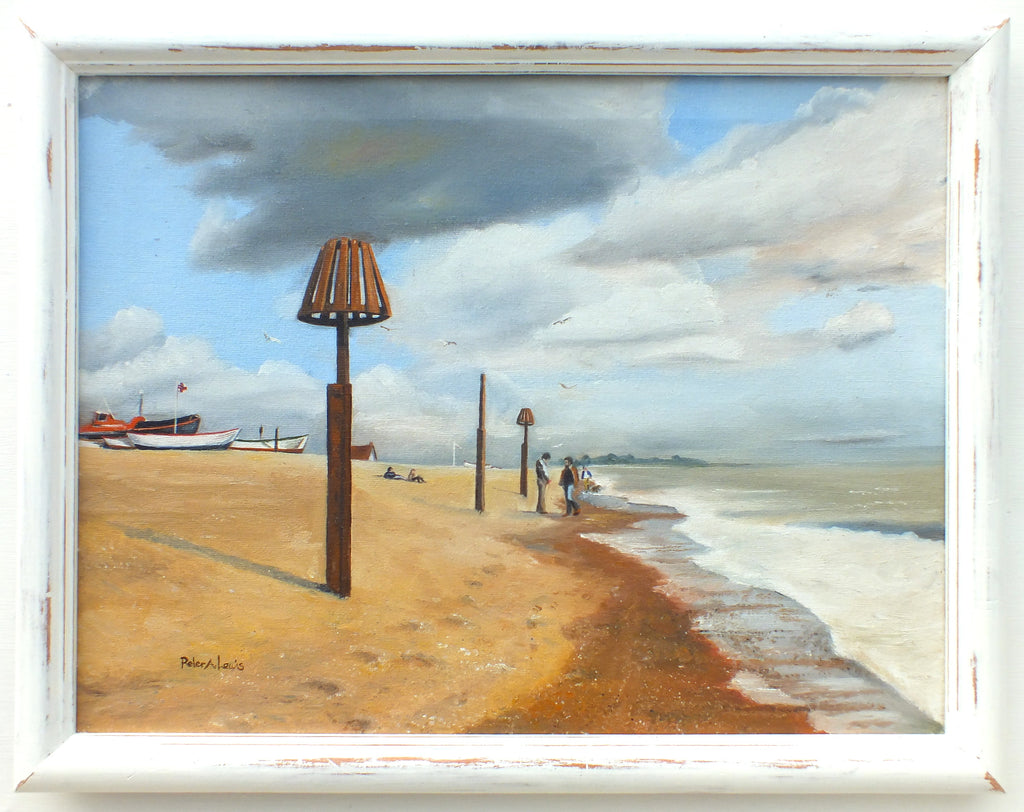 Beach Painting, Sand Seascape, Coastal Art Framed - GalleryThane.com