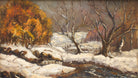 Winter River Landscape Snow Scene Framed Oil Painting
