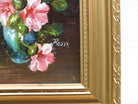 Pink Petunias Miniature Floral Oil Painting Framed