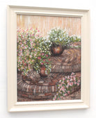 Gernaiums Garden Flowers Landscape Oil Painting Framed