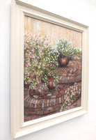 Gernaiums Garden Flowers Landscape Oil Painting Framed