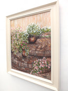 Gernaiums Garden Flowers Landscape Oil Painting Framed