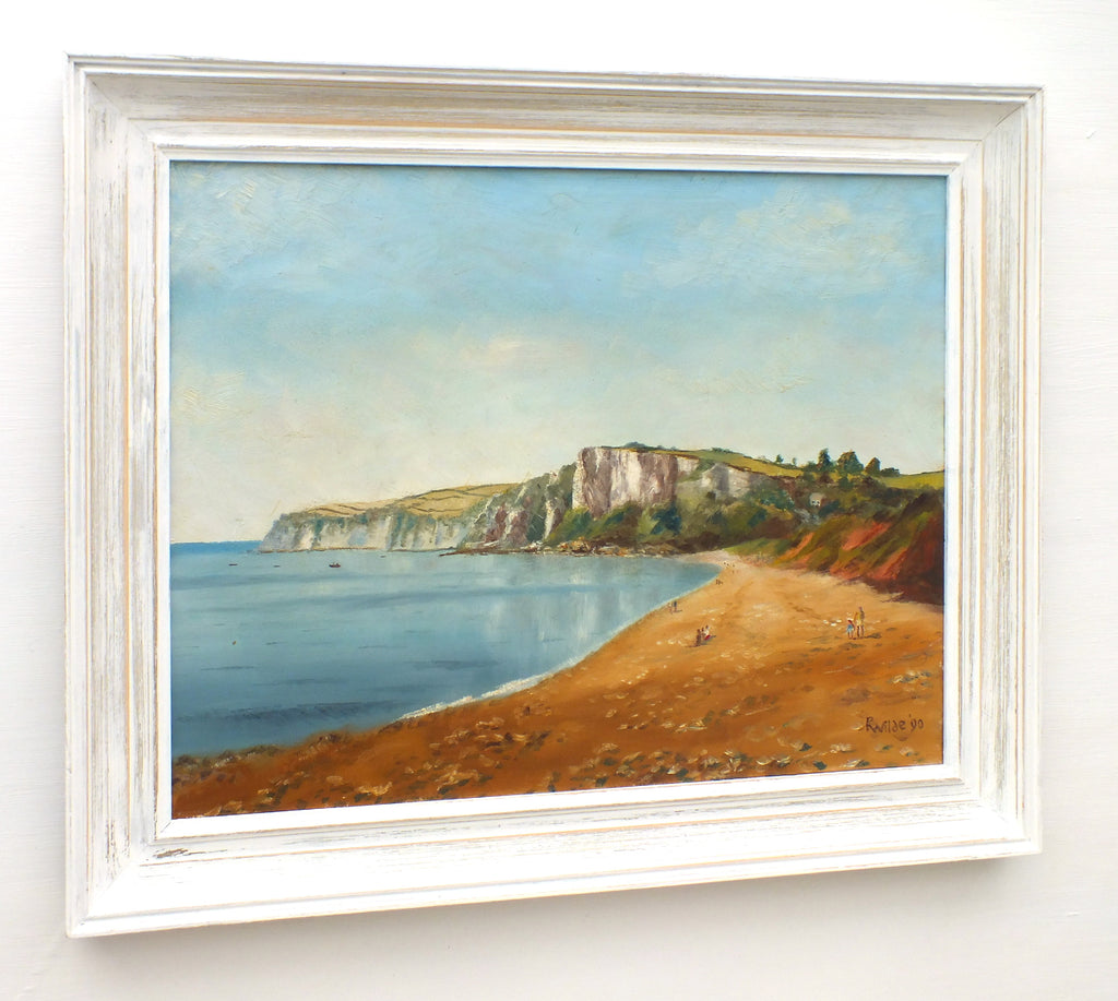 Seaton Beach Painting, Dorset Seascape, Beer Head Framed