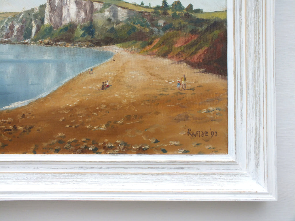 Seaton Beach Painting, Dorset Seascape, Beer Head Framed