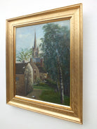 Victorian English Landscape Oil Painting St John's Church Huddersfield