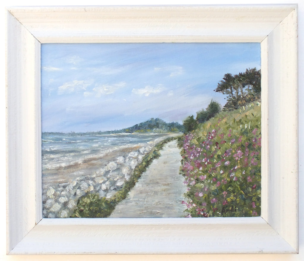 St Austell Bay Cornwall Beach Painting English Seascape Original oil painting Framed
