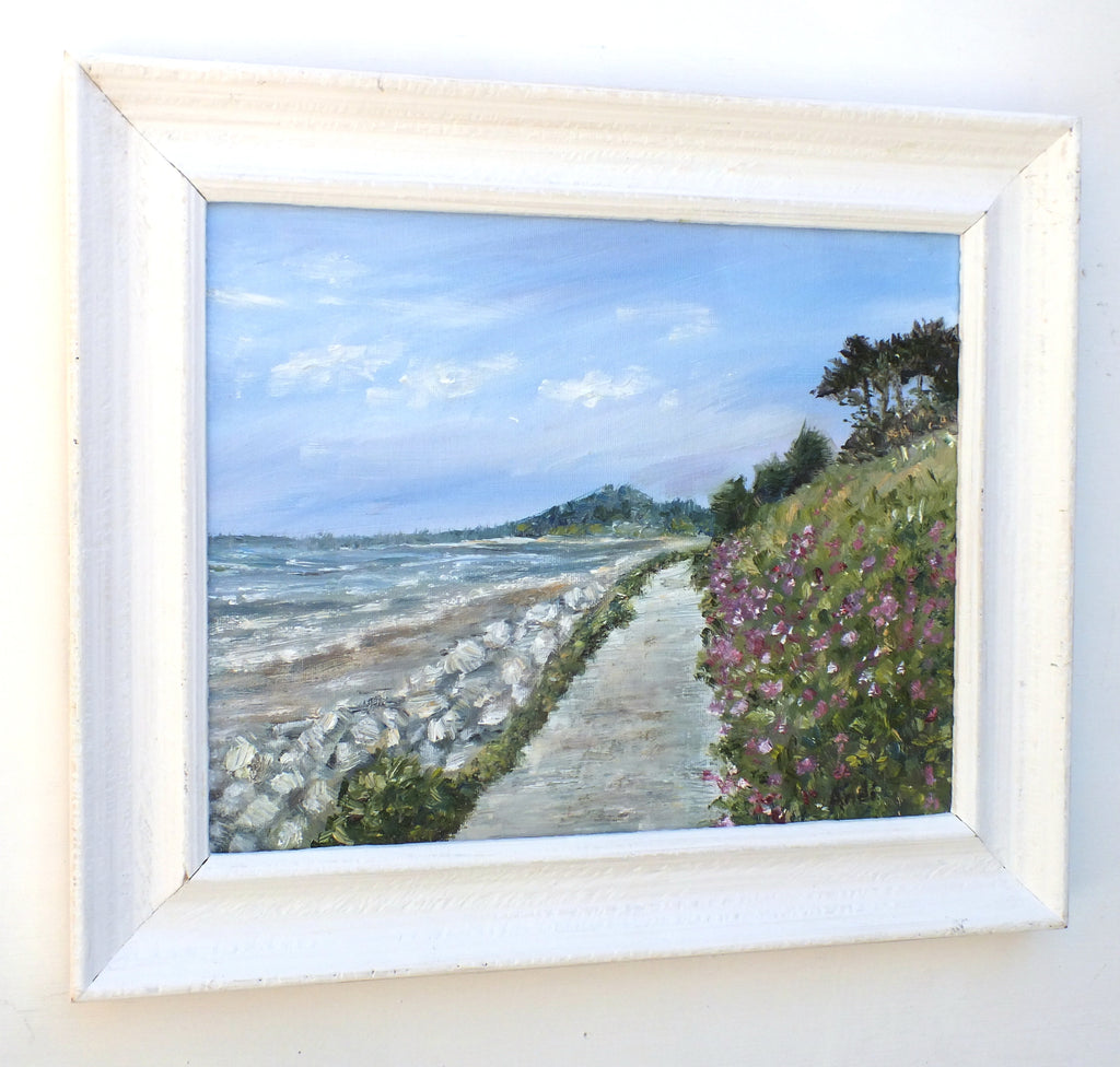 St Austell Bay Cornwall Beach Painting English Seascape Original oil painting Framed