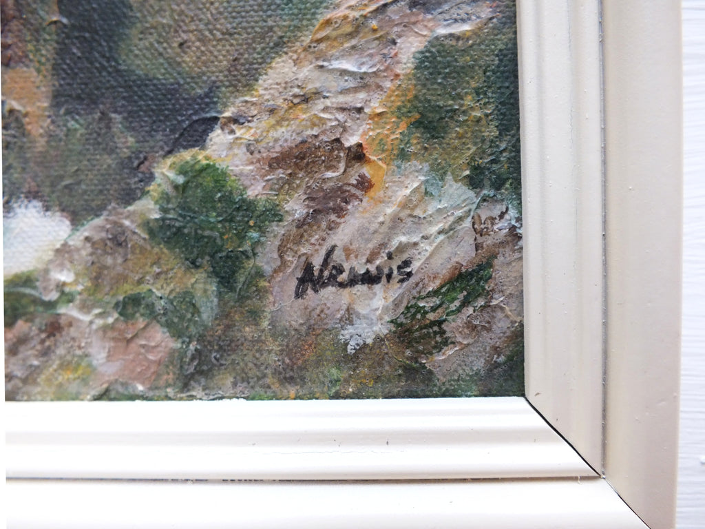 Coastal Seascape Signed Framed Miniature Oil Painting, Bodinnick, Cornwall