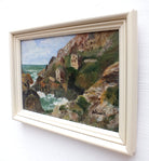 Coastal Seascape Signed Framed Miniature Oil Painting, Bodinnick, Cornwall