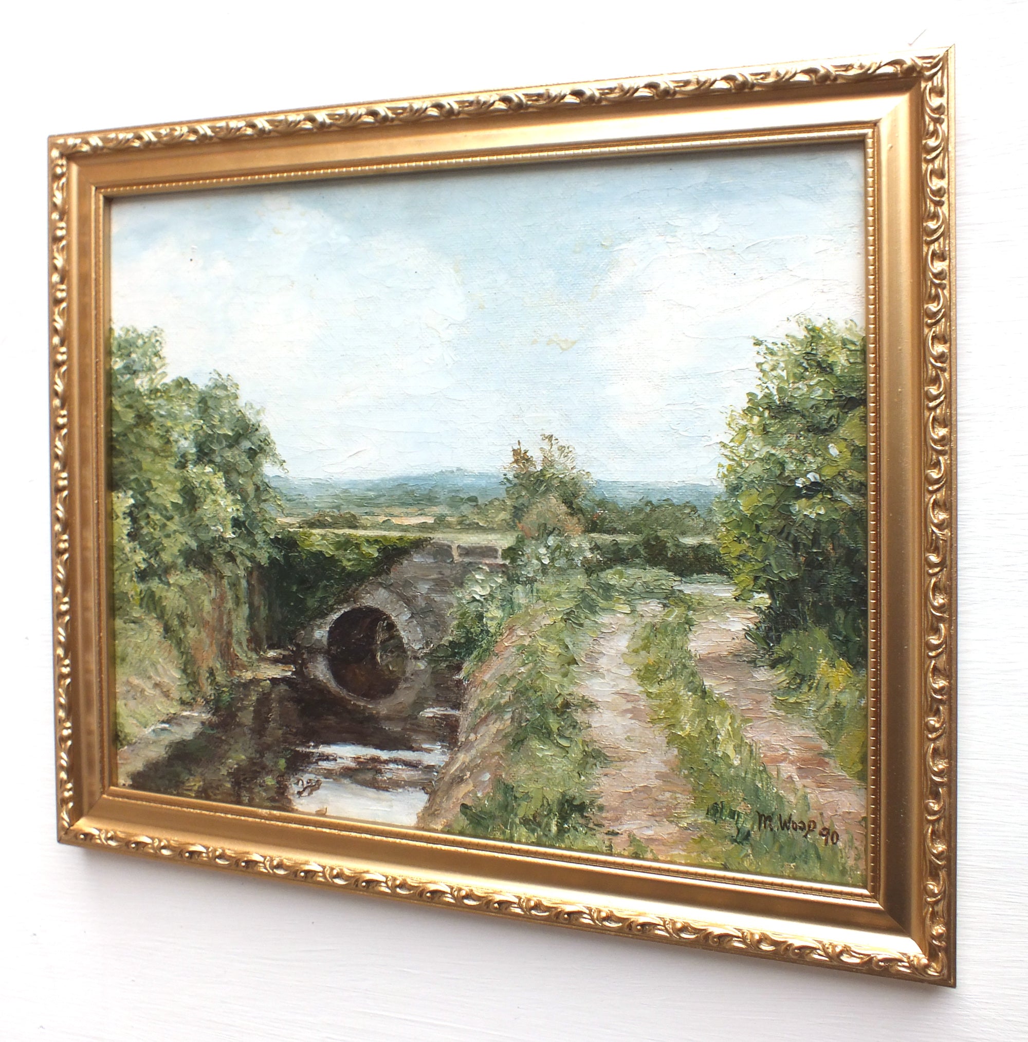 Agrarian Landscape Oil Painting Framed Signed