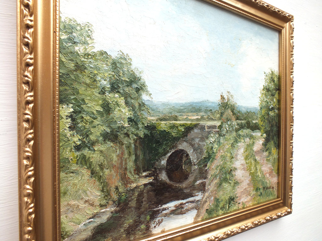 Agrarian Landscape Oil Painting Framed Signed