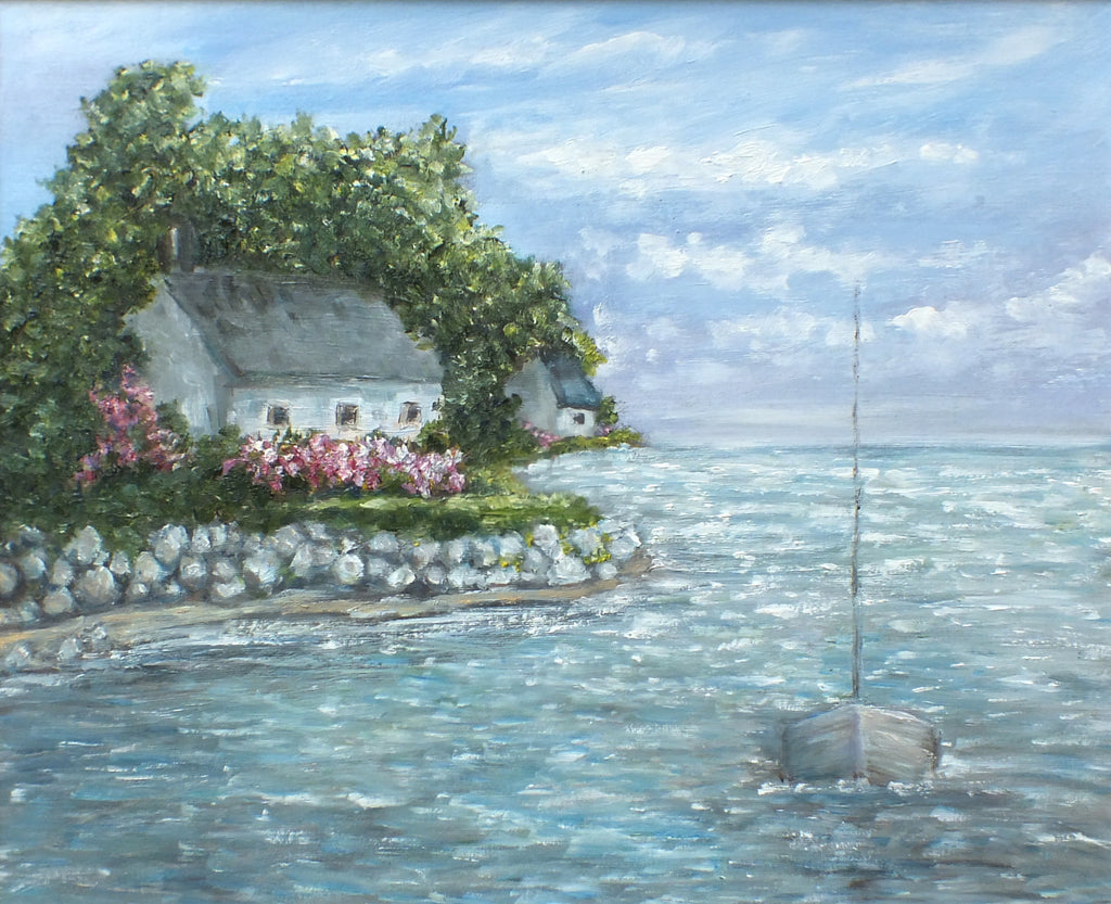 Coastal Seascape Oil Painting Ocean Wall Art Sailing Boat Framed